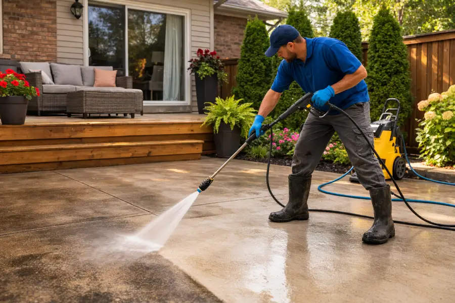 Pressure Wash a Concrete Patio